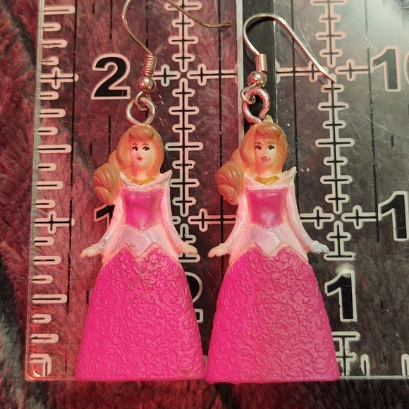 original and ,for now, one of a kind Mini Toy Princess Aurora Doll Earrings. - Picture 1 of 2
